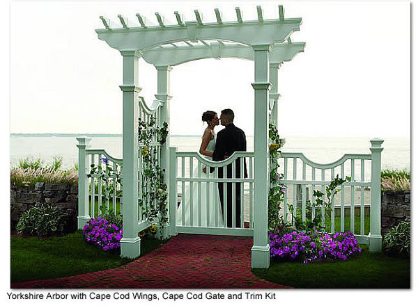 Picture of Yorkshire Vinyl Arbor with Cape Cod Wings, Gate and Trim Kit